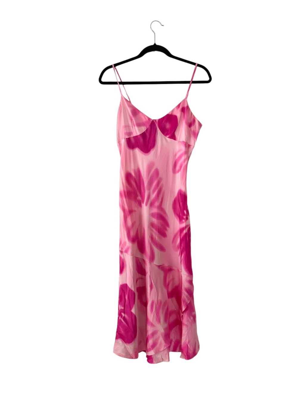 Vintage Y2K Express Silk Babydoll Midi Dress Pink Floral Fairy S/M